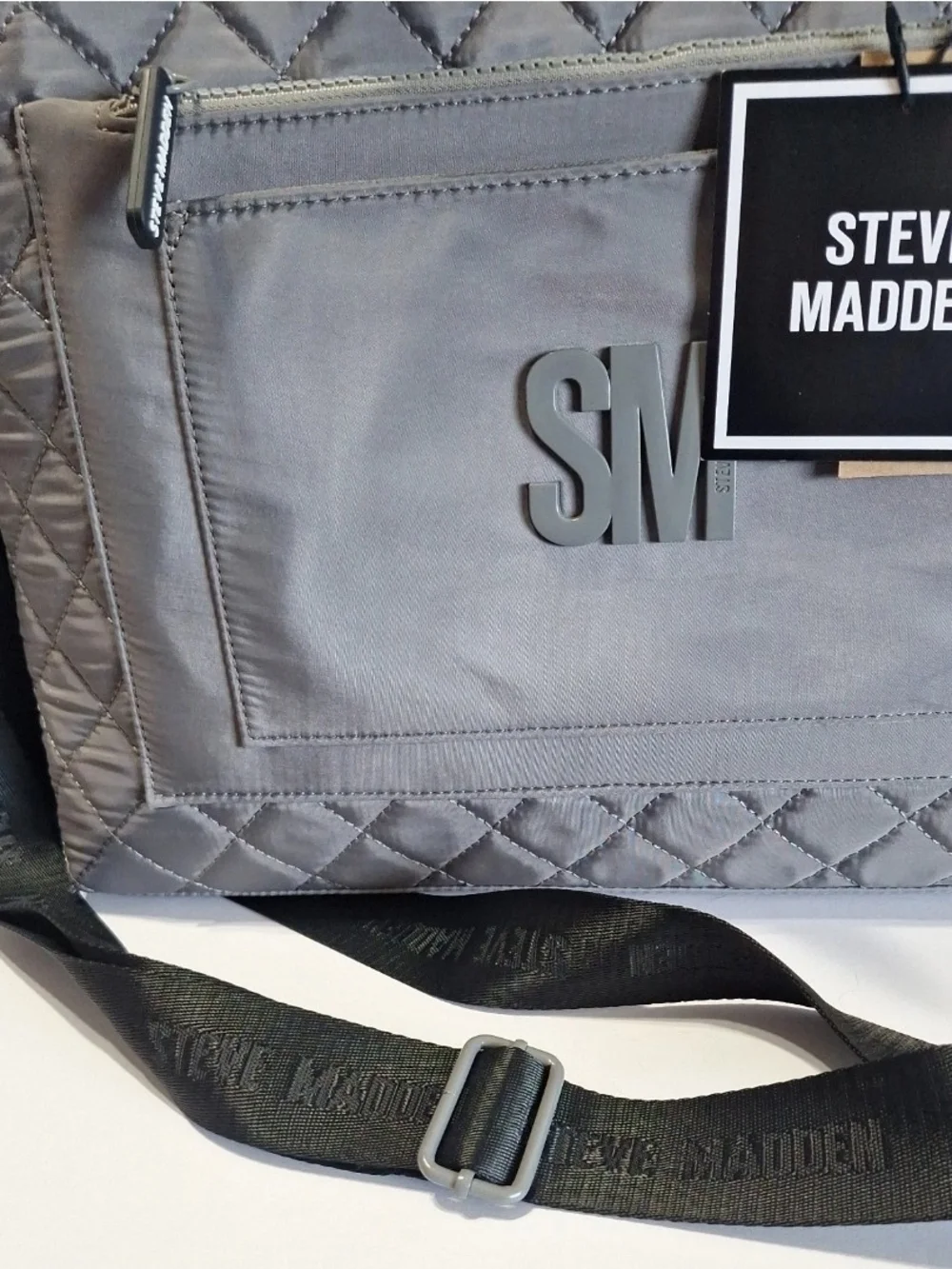 Steve Madden Quilted Gray Laptop Tote